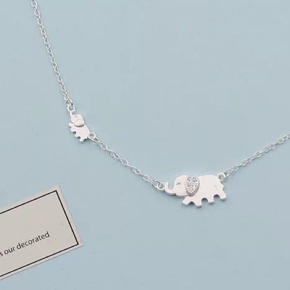 New Sterling Silver 925 Mom & Baby Elephant Adjustable Necklace